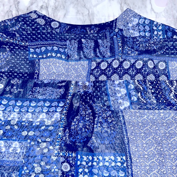 XL Sara Michelle 100% Polyester Blue Blouse - Picture 6 of 7